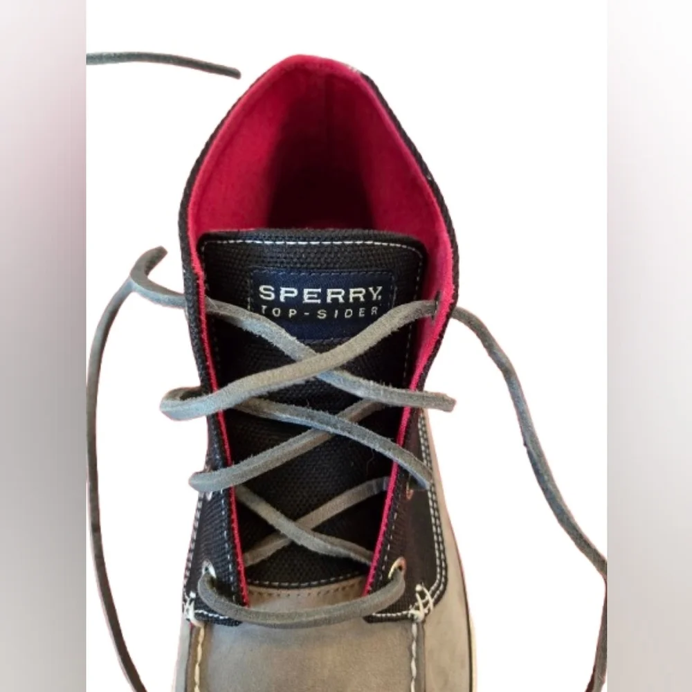 Sperry Men's Top Sider Bahama Gray and Black Canvas And Suede Chukka‎ Boots 10.5